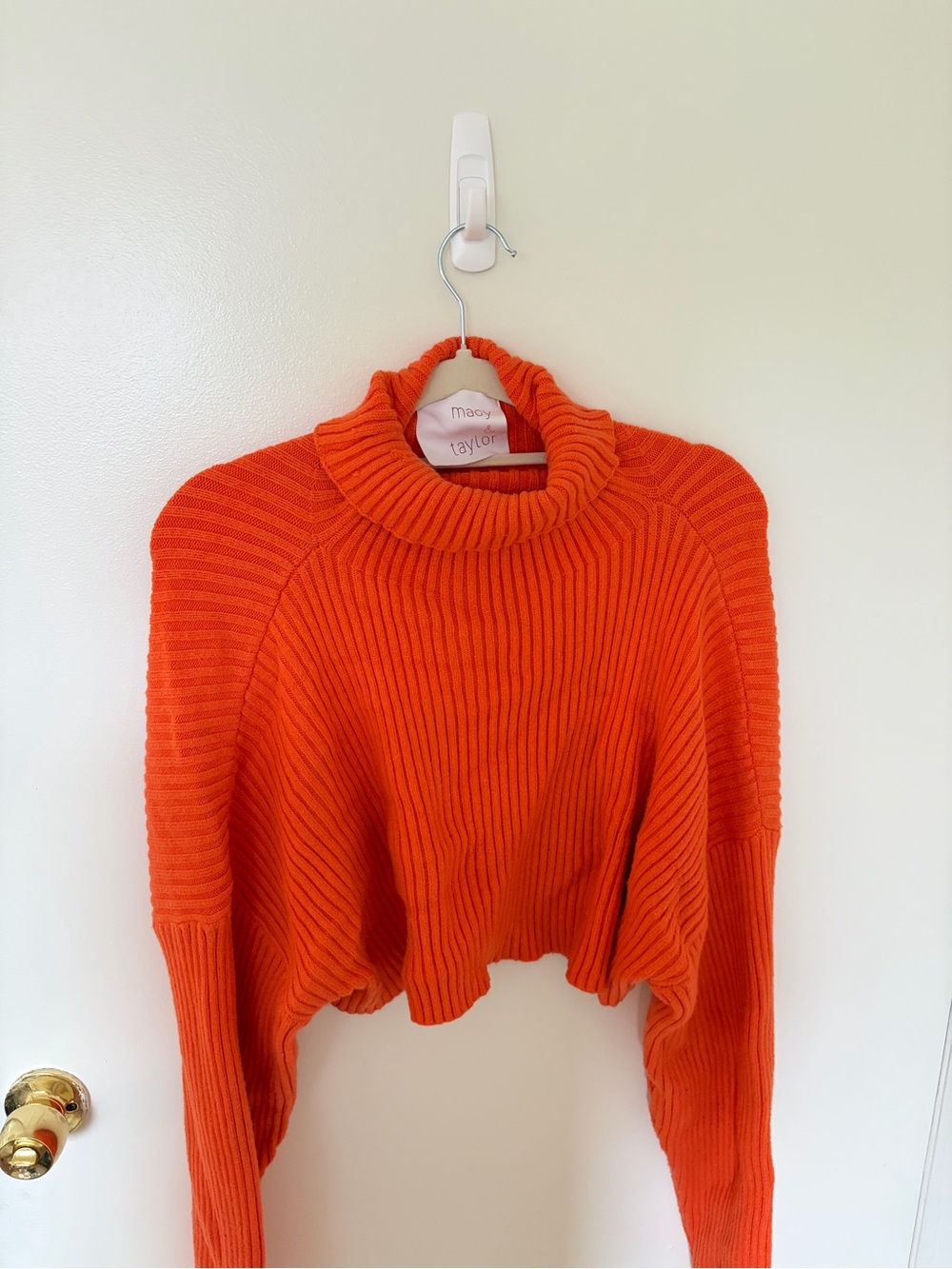 Orange turtleneck sweater cropped